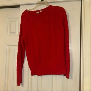 Gap Cable Knit Crew Neck Sweater Red  Women’s Medium Classic Excellent Condition